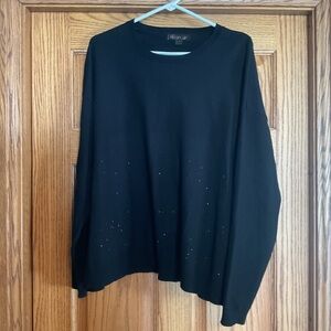 Preowned Renuar Black Sweater with Bottom Crystal  Detailing Size XL
